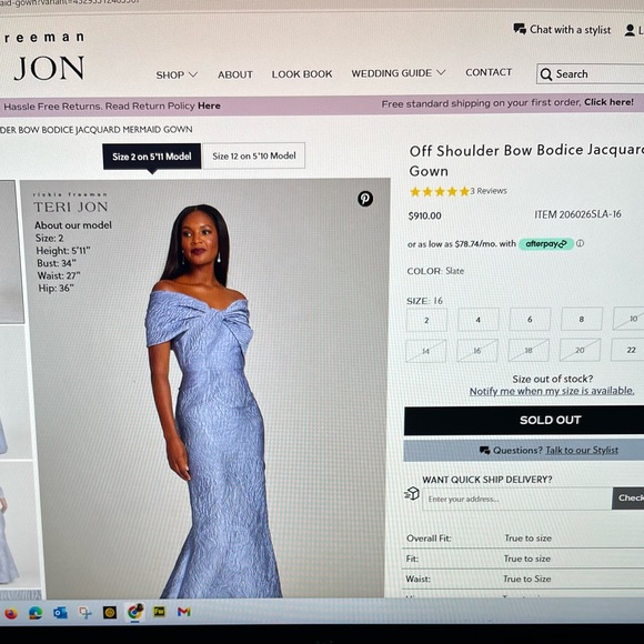 Ricki Freeman TERI JON size 16 (altered). I’m 5’4”- brighter blue - Picture 14 of 15